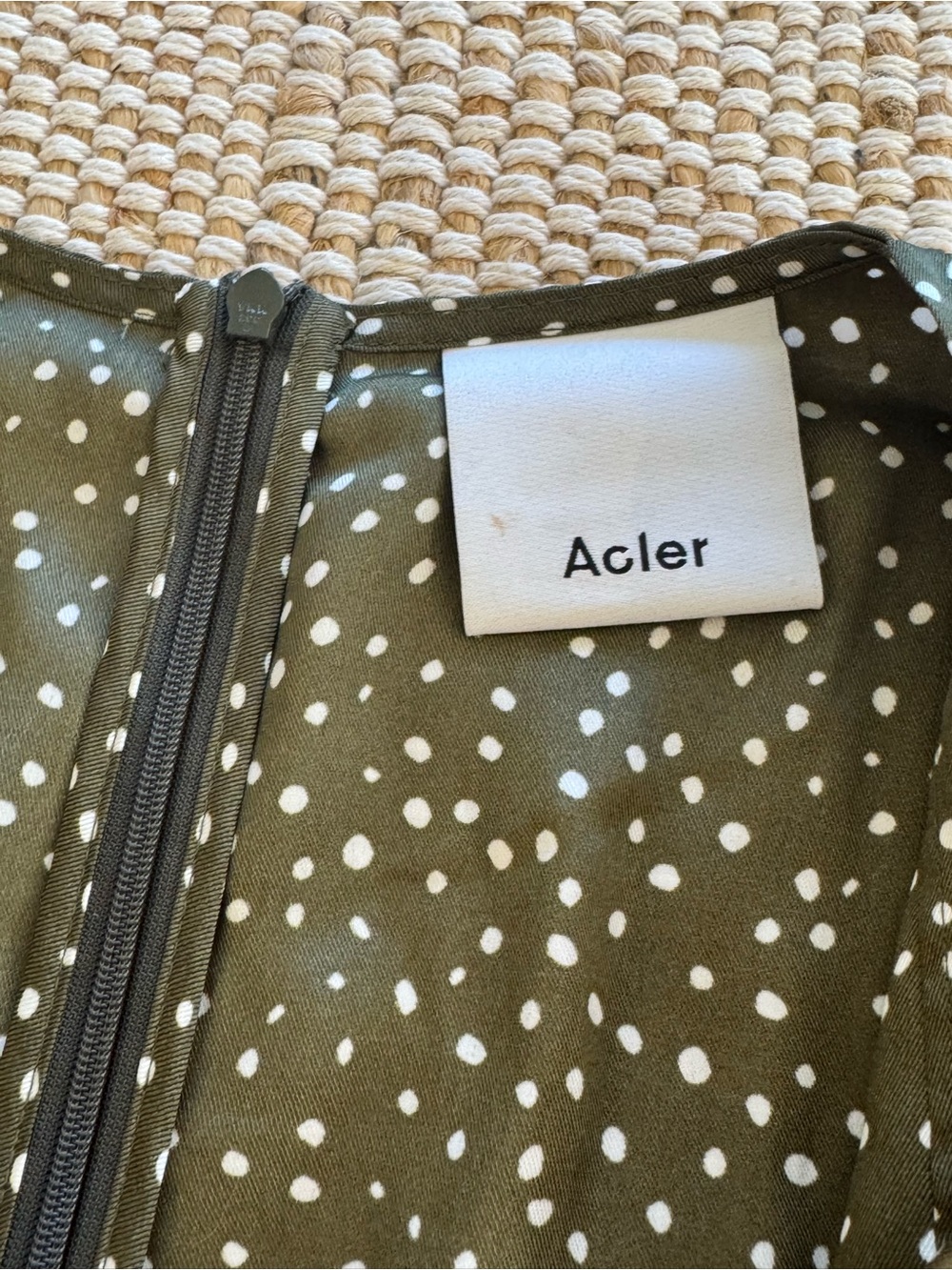ACLER Designer Low Cut Bust Green White Doheny Dot Jumpsuit size 6 - Picture 6 of 12
